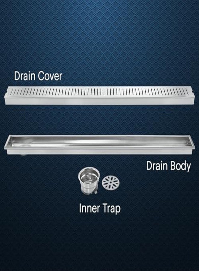 Johnson Bathrooms Johnson Fusion 4x24 inches Rectangle Shower Drain Channel | SS304 Grade Vertical Water Drain Channel| Floor Drain for Bathroom with Cockroach Trap| 2 Year Warranty (T3291C2- Stainless Steel) - Image 4